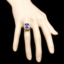 Load image into Gallery viewer, 6.00 Carats Natural Tanzanite and Diamond 14K Solid White Gold Ring