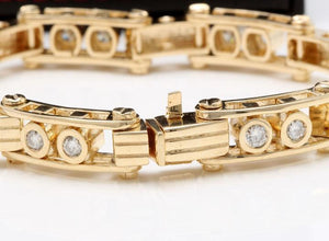 HEAVY Very Impressive 3.35 Carats Natural VS Diamond 14K Solid Yellow Gold Bracelet