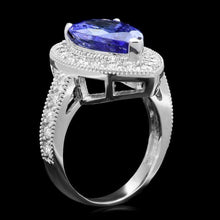 Load image into Gallery viewer, 4.90 Carats Natural Tanzanite and Diamond 14K Solid White Gold Ring
