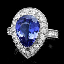 Load image into Gallery viewer, 4.90 Carats Natural Tanzanite and Diamond 14K Solid White Gold Ring
