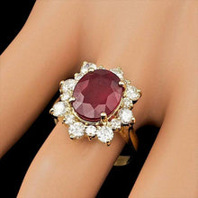 Load image into Gallery viewer, 6.70 Carats Natural Red Ruby and Diamond 14K Solid Yellow Gold Ring