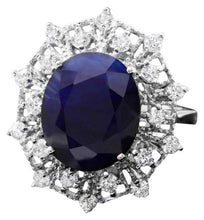 Load image into Gallery viewer, 9.50 Carats Natural Blue Sapphire and Diamond 14K Solid White Gold Ring