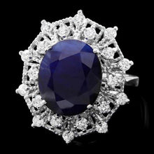 Load image into Gallery viewer, 9.50 Carats Natural Blue Sapphire and Diamond 14K Solid White Gold Ring