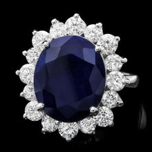 Load image into Gallery viewer, 10.80 Carats Natural Blue Sapphire and Diamond 14K Solid White Gold Ring