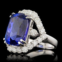 Load image into Gallery viewer, 18.00 Carats Natural Tanzanite and Diamond 18k Solid White Gold Ring