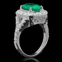 Load image into Gallery viewer, 3.80 Carats Natural Emerald and Diamond 14K Solid White Gold Ring