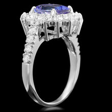 Load image into Gallery viewer, 3.80 Carats Natural Tanzanite and Diamond 18K Solid White Gold Ring
