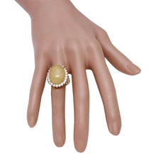Load image into Gallery viewer, 10.50 Carats Natural Impressive Ethiopian Opal and Diamond 14K Solid Yellow Gold Ring
