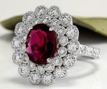 Load image into Gallery viewer, 4.00 Carats Natural Very Nice Looking Tourmaline and Diamond 14K Solid White Gold Ring