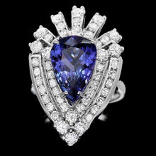 Load image into Gallery viewer, 6.60 Carats Natural Tanzanite and Diamond 14K Solid White Gold Ring