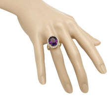 Load image into Gallery viewer, 8.10 Carats Natural Amethyst and Diamond 14K Solid Yellow Gold Ring