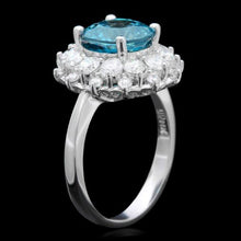 Load image into Gallery viewer, 6.70 Carats Natural Blue Zircon and Diamond 14K Solid White Gold Ring