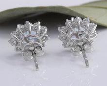 Load image into Gallery viewer, Exquisite 3.25 Carats Natural Aquamarine and Diamond 14K Solid White Gold Stud Earrings
