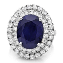 Load image into Gallery viewer, 9.40 Carats Natural Blue Sapphire and Diamond 14K Solid White Gold Ring