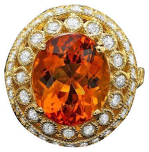 Load image into Gallery viewer, 7.10 Carats Natural Citrine and Diamond 14K Solid Yellow Gold Ring