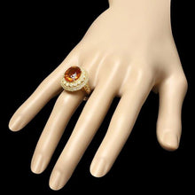 Load image into Gallery viewer, 7.10 Carats Natural Citrine and Diamond 14K Solid Yellow Gold Ring