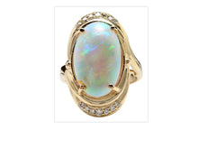 Load image into Gallery viewer, 5.35 Carats Natural Impressive Ethiopian Opal and Diamond 14K Solid Yellow Gold Ring