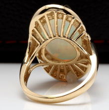 Load image into Gallery viewer, 5.35 Carats Natural Impressive Ethiopian Opal and Diamond 14K Solid Yellow Gold Ring