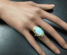 Load image into Gallery viewer, 5.35 Carats Natural Impressive Ethiopian Opal and Diamond 14K Solid Yellow Gold Ring