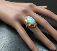 Load image into Gallery viewer, 5.35 Carats Natural Impressive Ethiopian Opal and Diamond 14K Solid Yellow Gold Ring