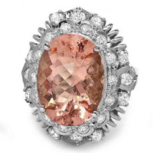 Load image into Gallery viewer, 9.70 Carats Natural Morganite and Diamond 14K Solid White Gold Ring