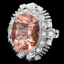 Load image into Gallery viewer, 9.70 Carats Natural Morganite and Diamond 14K Solid White Gold Ring