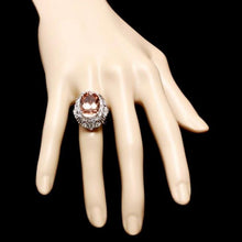Load image into Gallery viewer, 9.70 Carats Natural Morganite and Diamond 14K Solid White Gold Ring