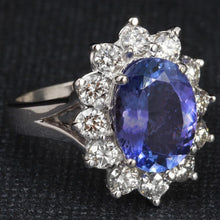 Load image into Gallery viewer, 5.42 Carats Natural Very Nice Looking Tanzanite and Diamond 14K Solid White Gold Ring