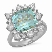 Load image into Gallery viewer, 7.00 Carats Natural Aquamarine and Diamond 14K Solid White Gold Ring