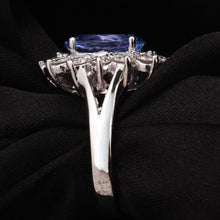 Load image into Gallery viewer, 5.42 Carats Natural Very Nice Looking Tanzanite and Diamond 14K Solid White Gold Ring