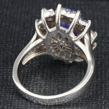 Load image into Gallery viewer, 5.42 Carats Natural Very Nice Looking Tanzanite and Diamond 14K Solid White Gold Ring