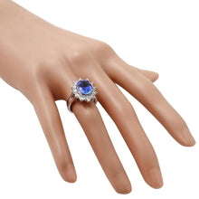 Load image into Gallery viewer, 5.42 Carats Natural Very Nice Looking Tanzanite and Diamond 14K Solid White Gold Ring