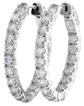 Load image into Gallery viewer, Exquisite 3.25 Carats Natural Diamond 14K Solid White Gold Hoop Earrings