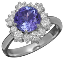 Load image into Gallery viewer, 2.80 Carats Natural Tanzanite and Diamond 14K Solid White Gold Ring