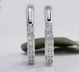 Exquisite 3.25 Carats Natural Diamond 14K Solid White Gold Hoop Earrings