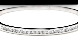 Very Impressive 1.35 Carats Natural VS Diamond 14K Solid White Gold Bangle Bracelet