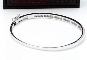 Very Impressive 1.35 Carats Natural VS Diamond 14K Solid White Gold Bangle Bracelet