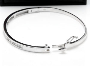Very Impressive 1.35 Carats Natural VS Diamond 14K Solid White Gold Bangle Bracelet