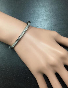 Very Impressive 1.35 Carats Natural VS Diamond 14K Solid White Gold Bangle Bracelet