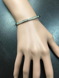 Very Impressive 1.35 Carats Natural VS Diamond 14K Solid White Gold Bangle Bracelet
