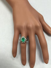 Load image into Gallery viewer, 2.65 Carats Natural Colombian Emerald and Diamond 14K Solid White Gold Ring