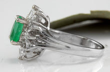 Load image into Gallery viewer, 2.65 Carats Natural Colombian Emerald and Diamond 14K Solid White Gold Ring