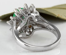 Load image into Gallery viewer, 2.65 Carats Natural Colombian Emerald and Diamond 14K Solid White Gold Ring