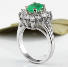 Load image into Gallery viewer, 2.65 Carats Natural Colombian Emerald and Diamond 14K Solid White Gold Ring