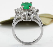 Load image into Gallery viewer, 2.65 Carats Natural Colombian Emerald and Diamond 14K Solid White Gold Ring