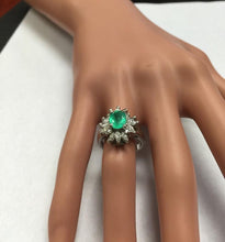 Load image into Gallery viewer, 2.65 Carats Natural Colombian Emerald and Diamond 14K Solid White Gold Ring