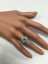 Load image into Gallery viewer, 2.65 Carats Natural Colombian Emerald and Diamond 14K Solid White Gold Ring