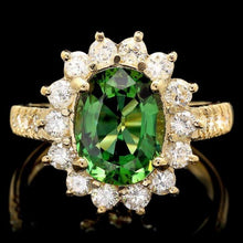 Load image into Gallery viewer, 3.20 Carats Natural Green Tourmaline and Diamond 14K Solid Yellow Gold Ring