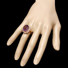 Load image into Gallery viewer, 9.30 Carats Natural Amethyst and Diamond 14K Solid Rose Gold Ring