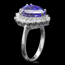 Load image into Gallery viewer, 6.30 Carats Natural Tanzanite and Diamond 14K Solid White Gold Ring